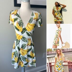 Wrap Dress with Banana Print